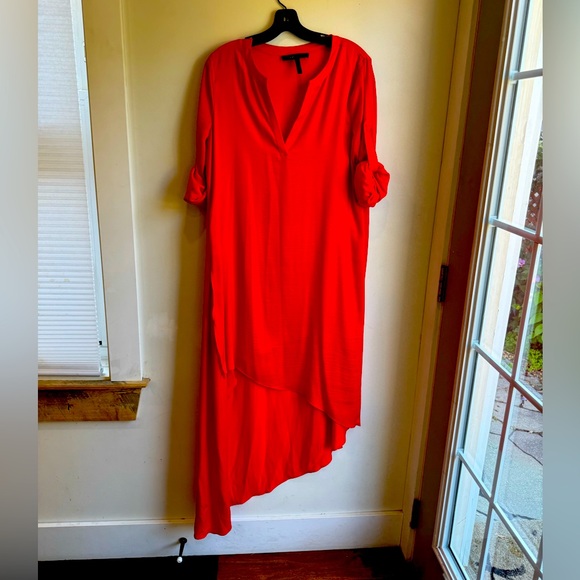 Bcbgmaxazria orange asymmetrical shirt dress size M - Picture 1 of 4